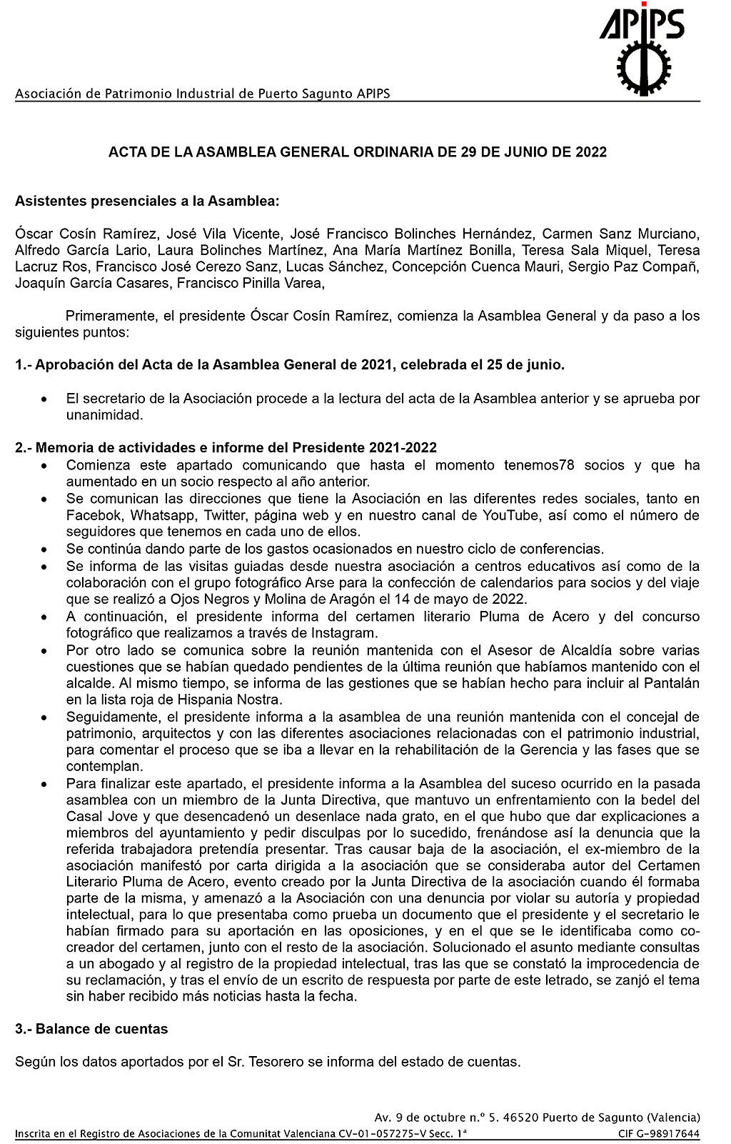 Asamblea 29/06/2022