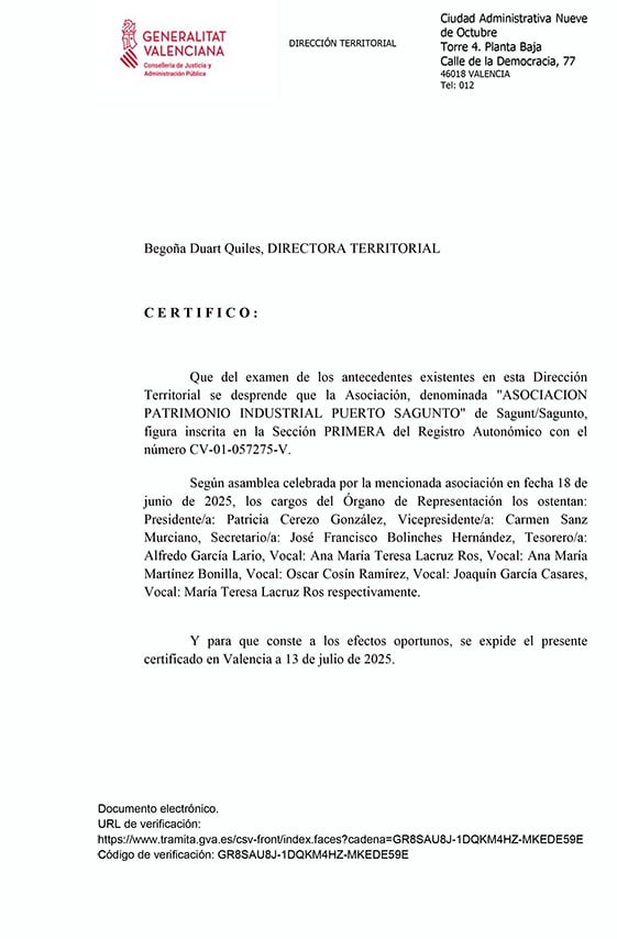 Certificado Junta